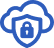 Icon of a secure cloud with a lock, highlighting reliability built on AWS for uptime, backups, and on-demand exports.